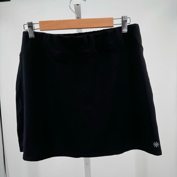 Athleta Black Athletic Tennis Mini Skirt Womens MT Elastic Waist Stretch A-Line - Picture 7 of 10